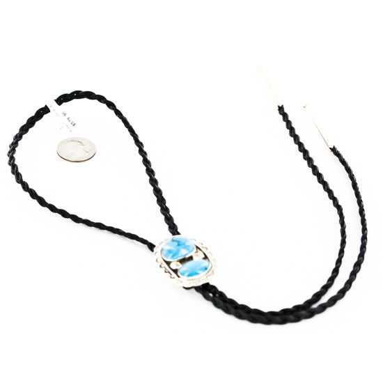 Handmade Certified Authentic Navajo .925 Sterling Silver Natural Turquoise Native American Bolo Tie 24382 Handmade Certified Authentic Navajo .925 Sterling Silver Natural Turquoise Native American Bolo Tie 24382