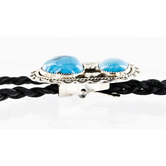 Handmade Certified Authentic Navajo .925 Sterling Silver Natural Turquoise Native American Bolo Tie 24382 Handmade Certified Authentic Navajo .925 Sterling Silver Natural Turquoise Native American Bolo Tie 24382