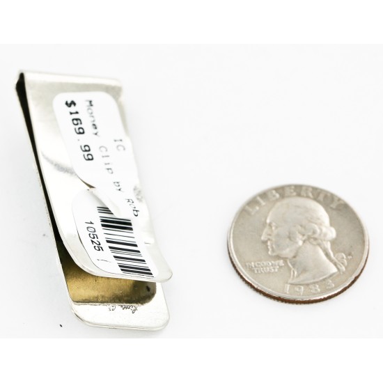 Handmade Certified Authentic Navajo Nickel and .925 Sterling Silver Natural Turquoise Native American Money Clip 10525-1 Handmade Certified Authentic Navajo Nickel and .925 Sterling Silver Natural Turquoise Native American Money Clip 10525-1