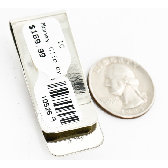 Handmade Certified Authentic Navajo Nickel and .925 Sterling Silver Natural Turquoise Red Jasper Native American Money Clip 10525-9