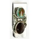 Handmade Certified Authentic Navajo Nickel and .925 Sterling Silver Natural Turquoise Tigers Eye Native American Money Clip 10525-7