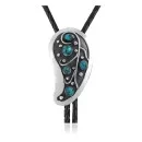 Handmade Navajo .925 Sterling Silver Native American Natural Turquoise Bolo Tie 34216