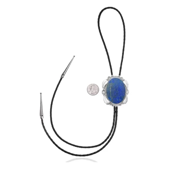 Feather .925 Sterling Silver Handmade Navajo Native American Lapis Bolo Tie 34118 Feather .925 Sterling Silver Handmade Navajo Native American Lapis Bolo Tie 34118