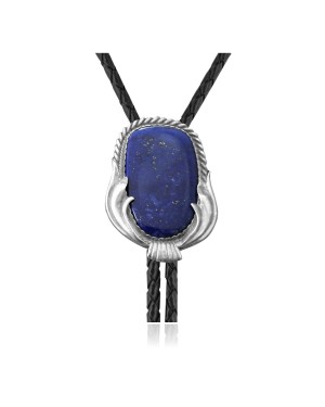 Handmade Certified Authentic Navajo .925 Sterling Silver Native American Lapis Bolo Tie 34219