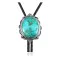 Sun .925 Sterling Silver Handmade Navajo Native American Natural Turquoise Bolo Tie 34225