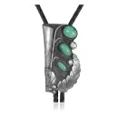 Feather .925 Sterling Silver Handmade Navajo Native American Natural Turquoise Bolo Tie 34226