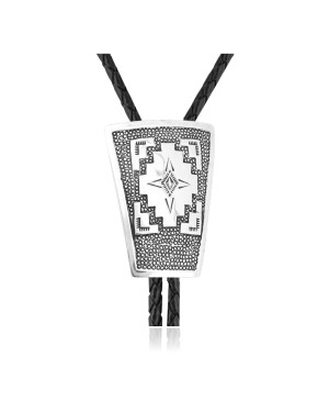 Cross .925 Sterling Silver Certified Authentic Handmade Navajo Native American Bolo Tie 34228