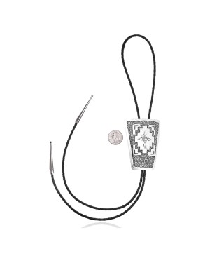 Cross .925 Sterling Silver Certified Authentic Handmade Navajo Native American Bolo Tie 34228