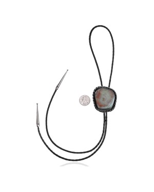 Handmade Certified Authentic Navajo .925 Sterling Silver Native American Natural Turquoise Bolo Tie 34229
