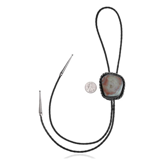 Handmade Certified Authentic Navajo .925 Sterling Silver Native American Natural Turquoise Bolo Tie 34229