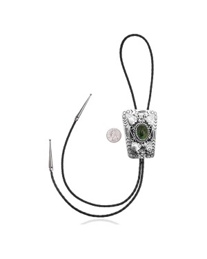 Wave .925 Sterling Silver Certified Authentic Handmade Navajo Native American Natural Turquoise Bolo Tie 34230