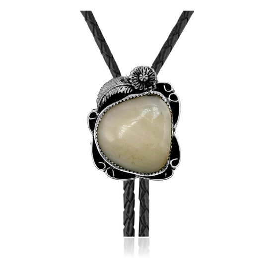 Feather .925 Sterling Silver Certified Authentic Handmade Navajo Native American Natural Turquoise Bolo Tie 34231