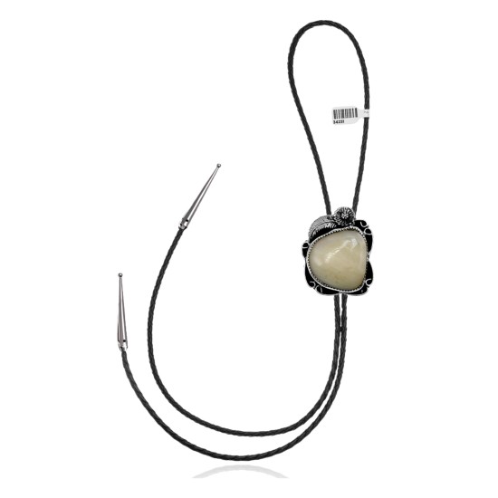 Feather .925 Sterling Silver Certified Authentic Handmade Navajo Native American Natural Turquoise Bolo Tie 34231