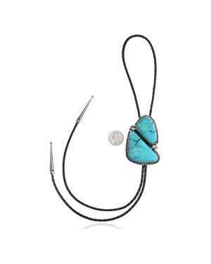 Handmade Navajo .925 Sterling Silver Native American Natural Turquoise Bolo Tie 34232 Handmade Navajo .925 Sterling Silver Native American Natural Turquoise Bolo Tie 34232