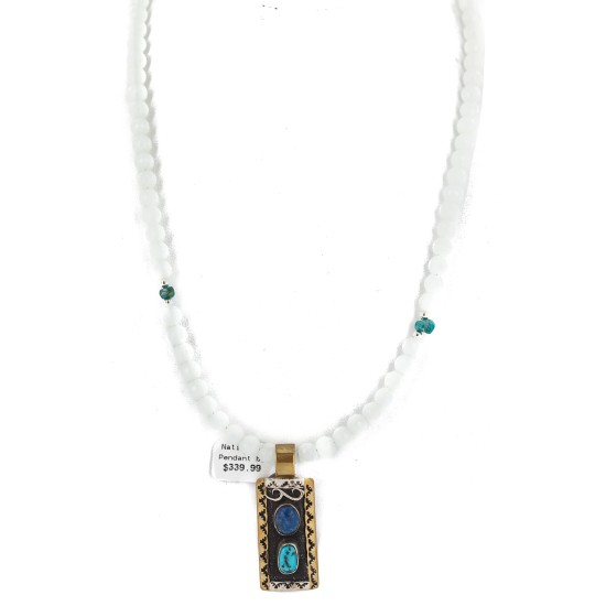 12kt Gold Filled and .925 Sterling Silver Handmade Certified Authentic Navajo Natural Turquoise Lapis Quartz Native American Necklace 15362-750234-2 12kt Gold Filled and .925 Sterling Silver Handmade Certified Authentic Navajo Natural Turquoise Lapis Quartz Native American Necklace 15362-750234-2