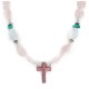 Cross .925 Sterling Silver Certified Authentic Navajo Natural Turquoise Opalite Pink Quartz Charoite Native American Necklace 750237-10 Cross .925 Sterling Silver Certified Authentic Navajo Natural Turquoise Opalite Pink Quartz Charoite Native American Necklace 750237-10