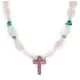 Cross .925 Sterling Silver Navajo Natural Turquoise Opalite Pink Quartz Charoite Native American Necklace 750237-10 Cross .925 Sterling Silver Navajo Natural Turquoise Opalite Pink Quartz Charoite Native American Necklace 750237-10