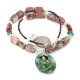.925 Sterling Silver Certified Authentic Navajo Natural Turquoise Jasper Charoite Native American Necklace 750237-7
