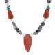 Cross .925 Sterling Silver Certified Authentic Navajo Natural Turquoise Red Jasper Snowflake Obsidian Native American Necklace 750238-9