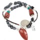 Cross .925 Sterling Silver Certified Authentic Navajo Natural Turquoise Red Jasper Snowflake Obsidian Native American Necklace 750238-9