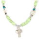 Cross .925 Sterling Silver Certified Authentic Navajo White Howlite Gaspeite Native American Necklace 750237-9