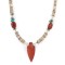 .925 Sterling Silver Arrow Certified Authentic Navajo Natural Turquoise Red Jasper Graduated Melon Shell Native American Necklace 750237-5 .925 Sterling Silver Arrow Certified Authentic Navajo Natural Turquoise Red Jasper Graduated Melon Shell Native American Necklace 750237-5