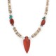 .925 Sterling Silver Arrow Certified Authentic Navajo Natural Turquoise Red Jasper Graduated Melon Shell Native American Necklace 750237-5 .925 Sterling Silver Arrow Certified Authentic Navajo Natural Turquoise Red Jasper Graduated Melon Shell Native American Necklace 750237-5