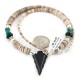 .925 Sterling Silver Arrow Certified Authentic Navajo Natural Turquoise Black Onyx Graduated Melon Shell Native American Necklace 750237-4