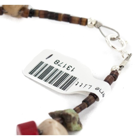 .925 Sterling Silver Navajo Certified Authentic Natural Turquoise Multicolor Stones Native American Bracelet 13178-1