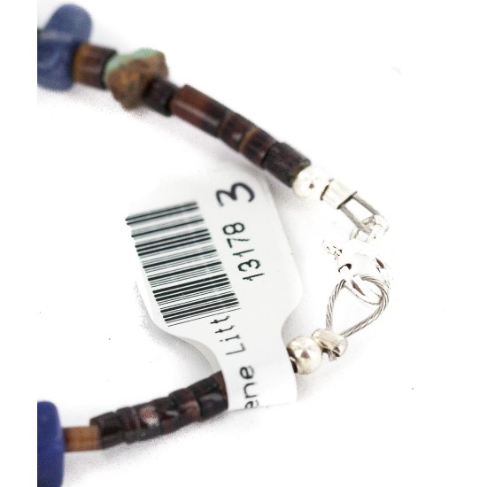 .925 Sterling Silver Navajo Certified Authentic Natural Turquoise Multicolor Stones Heishi Native American Bracelet 13178-3 .925 Sterling Silver Navajo Certified Authentic Natural Turquoise Multicolor Stones Heishi Native American Bracelet 13178-3
