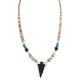 .925 Sterling Silver Arrow Certified Authentic Navajo Natural Turquoise Black Onyx Graduated Melon Shell Native American Necklace 750237-4