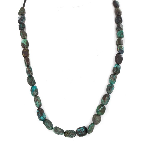 .925 Sterling Silver Certified Authentic Navajo Natural Spideweb Turquoise Native American Necklace 10225-101