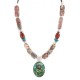.925 Sterling Silver Certified Authentic Navajo Natural Turquoise Jasper Charoite Native American Necklace 750237-7