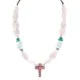 Cross .925 Sterling Silver Navajo Natural Turquoise Opalite Pink Quartz Charoite Native American Necklace 750237-10 Cross .925 Sterling Silver Navajo Natural Turquoise Opalite Pink Quartz Charoite Native American Necklace 750237-10