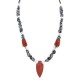 Cross .925 Sterling Silver Certified Authentic Navajo Natural Turquoise Red Jasper Snowflake Obsidian Native American Necklace 750238-9