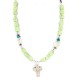 Cross .925 Sterling Silver Certified Authentic Navajo White Howlite Gaspeite Native American Necklace 750237-9