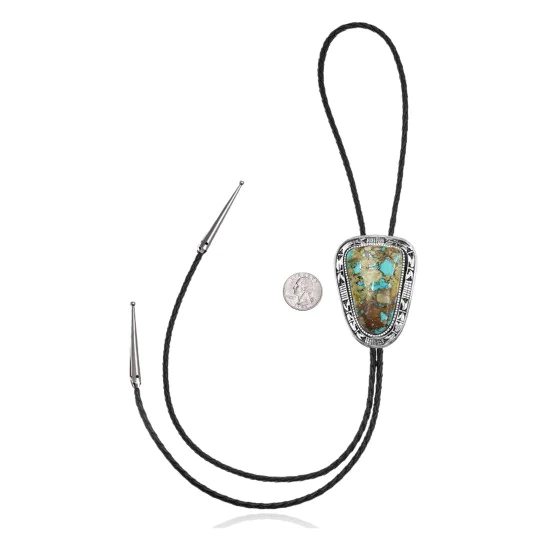 Mountain .925 Sterling Silver Handmade Navajo Native American Natural Turquoise Bolo Tie 34236 Mountain .925 Sterling Silver Handmade Navajo Native American Natural Turquoise Bolo Tie 34236