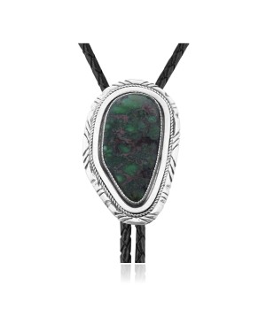 Handmade Certified Authentic Navajo .925 Sterling Silver Native American Natural Turquoise Bolo Tie 34237