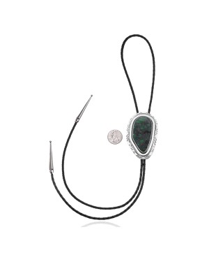 Handmade Certified Authentic Navajo .925 Sterling Silver Native American Natural Turquoise Bolo Tie 34237