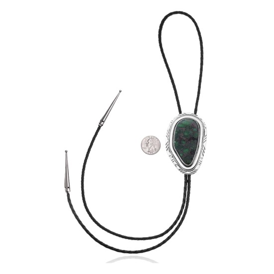 Handmade Certified Authentic Navajo .925 Sterling Silver Native American Natural Turquoise Bolo Tie 34237