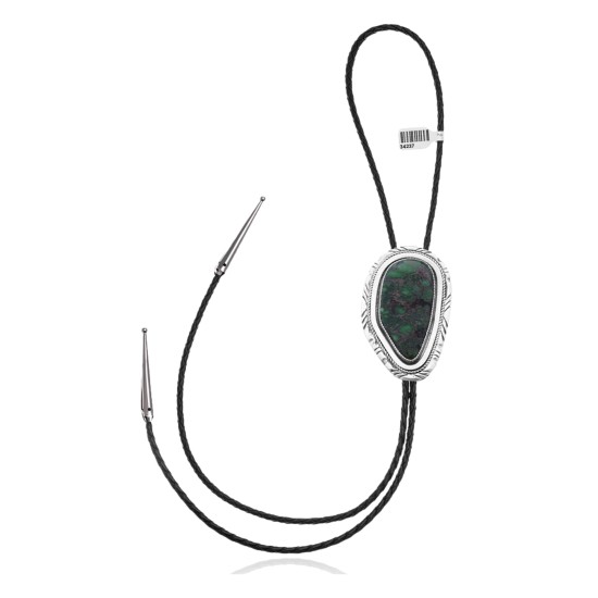 Handmade Certified Authentic Navajo .925 Sterling Silver Native American Natural Turquoise Bolo Tie 34237
