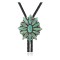Flower .925 Sterling Silver Certified Authentic Handmade Navajo Native American Natural Turquoise Bolo Tie 34239
