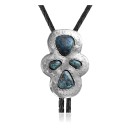 Wave .925 Sterling Silver Certified Authentic Handmade Navajo Native American Natural Turquoise Bolo Tie 34240