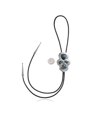 Wave .925 Sterling Silver Certified Authentic Handmade Navajo Native American Natural Turquoise Bolo Tie 34240