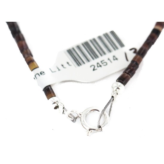 .925 Sterling Silver Certified Authentic Navajo Natural Turquoise Quartz Charoite Agate Native American Necklace 24514-13