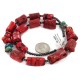 .925 Sterling Silver Certified Authentic Navajo Natural Turquoise Coral Hematite Native American Necklace 24511-1