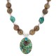 .925 Sterling Silver Certified Authentic Navajo Natural Turquoise Agate Native American Necklace 24514-6