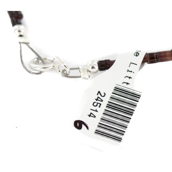 .925 Sterling Silver Certified Authentic Navajo Natural Turquoise Agate Native American Necklace 24514-6