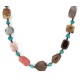 .925 Sterling Silver Certified Authentic Navajo Natural Turquoise Tigers Eye Agate Quartz Amethyst Native American Necklace 24511-4