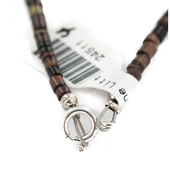 .925 Sterling Silver Certified Authentic Navajo Natural Turquoise Tigers Eye Agate Quartz Amethyst Native American Necklace 24511-4